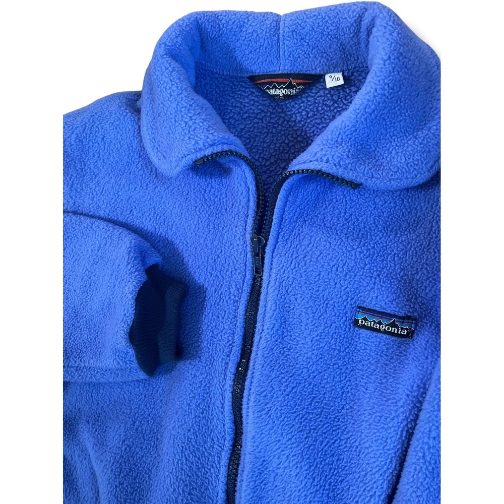 Patagonia Vintage Synchilla Fleece Full Zip Jacket Blue Kids Size 9/10 USA Made
